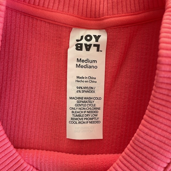 JoyLab Coral Ribbed Crop Work Out Top in Women's Size Medium athletic - Picture 2 of 4